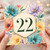 22nd Birthday Card, Watercolour Floral Design