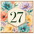 27th Birthday Card, Floral Watercolor Number 27 Card