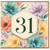 31st Birthday Card, Floral Watercolour 31 Card