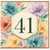 41st Birthday Card, Floral Watercolour Number 41 Card