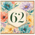 62nd Birthday Card, Floral Watercolour Number 62 Card