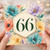 66th Birthday Card, Floral Watercolour Number 66 Card
