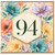 94th Birthday Card, Floral Watercolour Number 94 Card