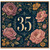 35th Birthday Card, Floral Navy Gold Style Number 35 Card