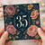35th Birthday Card, Floral Navy Gold Style Number 35 Card