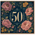 50th Birthday Card, Floral Gold 50 Design