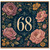 68th Birthday Card, Floral Gold Number Card