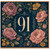 91st Birthday Card, Floral Gold Number 91 Card
