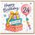 24th Birthday Card, Happy Birthday With Love Gift Boxes and Balloon