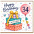 34th Birthday Card, Happy Birthday With Love Gifts and Balloon Design