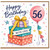 56th Birthday Card, Happy Birthday with Love Gift Box Balloon Design