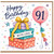 91st Birthday Card, Happy Birthday With Love Card, 91 Balloon and Gift Boxes Greeting Card
