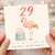 29th Birthday Card, Flamingo and Cake Happy Birthday Card