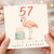 57th Birthday Card, Flamingo Happy Birthday Card