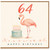 64th Birthday Card, Flamingo Cake Design