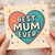 Best Mum Ever Heart Mother's Day Card - Cute Colourful Design for Mum