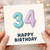 34th Birthday Card, Balloon Number Happy Birthday Card