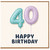40th Birthday Card, Happy Birthday Balloon Design