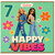 7th Birthday Card, Happy Vibes Retro Floral Design