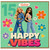 15th Birthday Card, Happy Vibes Retro Floral Design