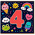 4th Birthday Card, Cute Kawaii Kids Birthday Card