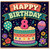 8th Birthday Card, Colourful Retro Cake and Balloons Design