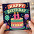 11th Birthday Card, Happy Birthday Cute Cake and Balloon Design