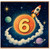 6th Birthday Card, Space Rocket and Planets Design