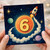6th Birthday Card, Space Rocket and Planets Design