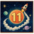 11th Birthday Card, Space Rocket and Planet Design