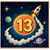 13th Birthday Card, Space Rocket Planet Design