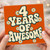 4th Birthday Card, 4 Years of Awesome