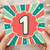 1st Birthday Card, Retro Number 1 Birthday Card