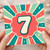7th Birthday Card, Retro Sunburst Number 7 Card