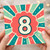 8th Birthday Card, Retro Starburst Number 8 Card