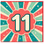 11th Birthday Card, Retro Number Eleven Card