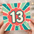 13th Birthday Card, Retro Sunburst Number 13 Card