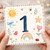 1st Birthday Card, Cute Watercolour Number 1 Card