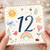 12th Birthday Card, Cute Watercolour Floral and Rainbow Greeting Card