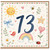 13th Birthday Card, Cute Watercolour Number 13 Card for na, na or Girl