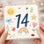 14th Birthday Card, Cute Watercolour Number 14 Card