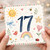 17th Birthday Card, Cute Watercolour Sun Rainbow Animals