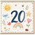 20th Birthday Card, Cute Watercolour Number 20 Card