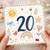 20th Birthday Card, Cute Watercolour Number 20 Card