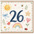 26th Birthday Card, Cute Watercolour Rainbow and Sunshine Design