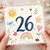 26th Birthday Card, Cute Watercolour Rainbow and Sunshine Design