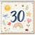 30th Birthday Card, Cute Watercolour Floral and Rainbow Design