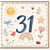 31st Birthday Card, Cute Watercolour Floral Number 31 Birthday Card
