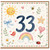33rd Birthday Card, Cute Watercolour Number 33 Card