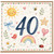40th Birthday Card, Cute Watercolour Rainbow and Sun Design